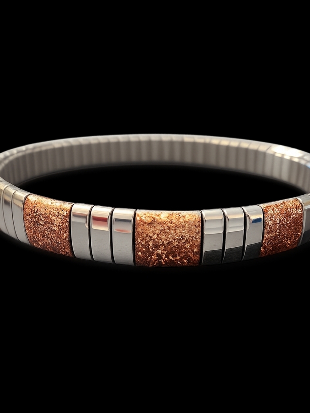 Source Unknown Silver and Copper Tone Stretch Bracelet